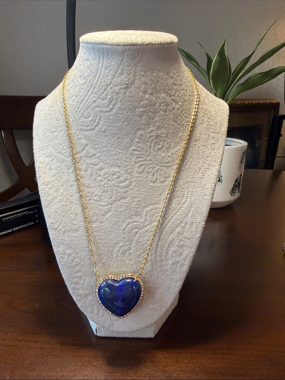 Gold Chain Necklace with lapis lazuli and Millefiori mosaic pendant !